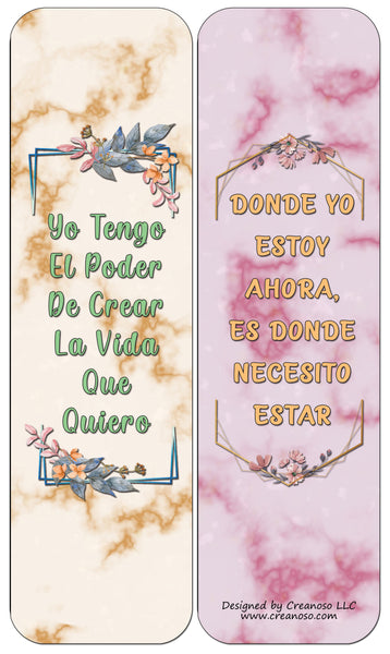 Creanoso Spanish Afirmaciones Positivas Bookmarks Cards Series 1 (30-Pack) - La Actitud Mental Positiva - Stocking Stuffers Party Favors & Giveaways for Teens & Adults