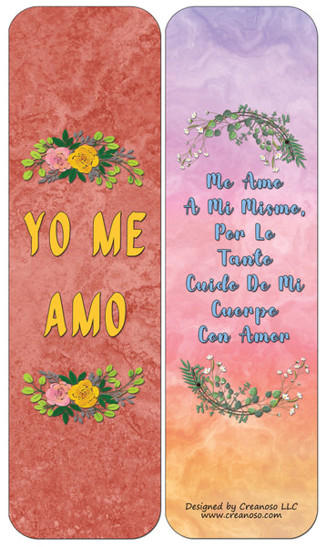 Creanoso Spanish Afirmaciones Positivas Bookmarks Cards Series 1 (12-Pack) - La Actitud Mental Positiva - Stocking Stuffers Premium Quality Gift Ideas for Children, Teens, & Adults