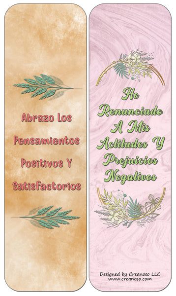 Creanoso Spanish Afirmaciones Positivas Bookmarks Cards Series 1 (12-Pack) - La Actitud Mental Positiva - Stocking Stuffers Premium Quality Gift Ideas for Children, Teens, & Adults