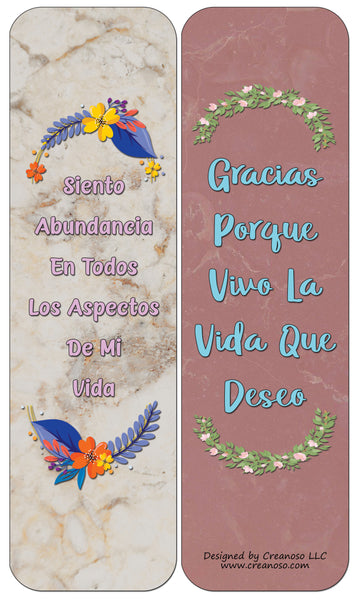 Creanoso Spanish Afirmaciones Positivas Bookmarks Cards Series 1 (30-Pack) - La Actitud Mental Positiva - Stocking Stuffers Party Favors & Giveaways for Teens & Adults