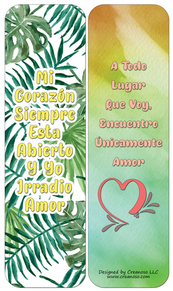 Creanoso Spanish Afirmaciones Positivas Bookmarks Cards Series 2 (60-Pack) - Para Tener ÃƒÂ©xito En El Amor - Premium Quality Gift Ideas for Children, Teens, & Adults for All Occasions