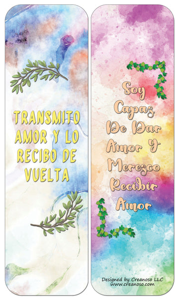 Creanoso Spanish Afirmaciones Positivas Bookmarks Cards Series 2 (30-Pack) - Para Tener Ã©xito En El Amor - Classroom Reward Incentives for Students and Children