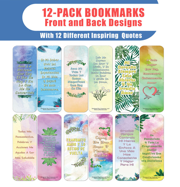 Creanoso Spanish Afirmaciones Positivas Bookmarks Cards Series 2 (12-Pack) - Para Tener Ã©xito En El Amor - Stocking Stuffers Premium Quality Gift Ideas for Children, Teens, & Adults