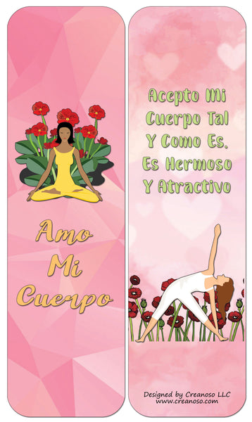 Creanoso Spanish Afirmaciones Positivas Bookmarks Cards Series 3 (30-Pack)- Positividad Corporal - Classroom Reward Incentives for Students and Children