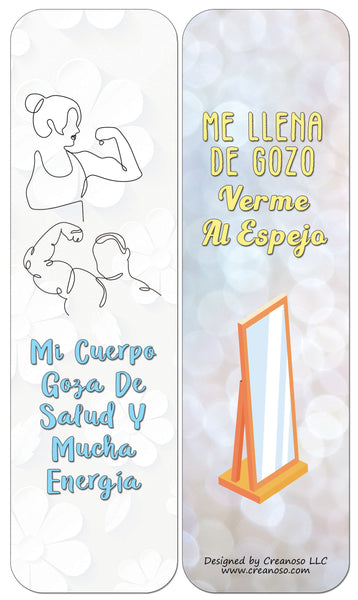 Creanoso Spanish Afirmaciones Positivas Bookmarks Cards Series 3 (60-Pack)- Positividad Corporal - Premium Quality Gift Ideas for Children, Teens, & Adults for All Occasions