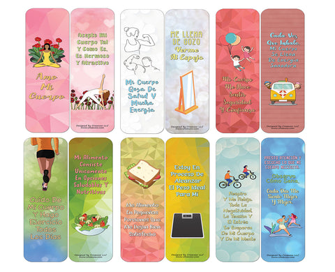 Creanoso Spanish Afirmaciones Positivas Bookmarks Cards Series 3 (30-Pack)- Positividad Corporal - Classroom Reward Incentives for Students and Children