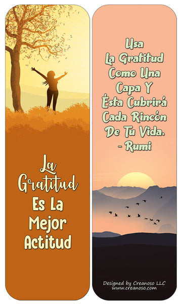 Creanoso Spanish Bookmark Cards - Gratitud (30-Pack) - Classroom Reward Incentives for Students and Children - Stocking Stuffers Party Favors & Giveaways for Teens & Adults