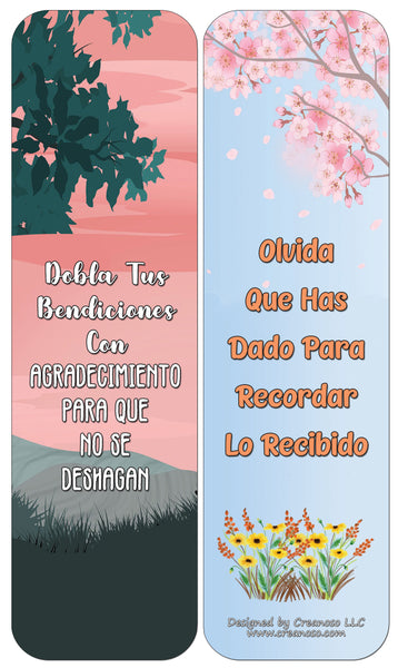 Creanoso Spanish Bookmark Cards - Gratitud (12-Pack) - Stocking Stuffers Premium Quality Gift Ideas for Children, Teens, & Adults - Corporate Giveaways & Party Favors