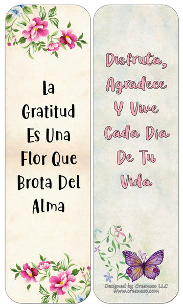 Creanoso Spanish Bookmark Cards - Gratitud (60-Pack) - Premium Quality Gift Ideas for Children, Teens, & Adults for All Occasions - Stocking Stuffers Party Favor & Giveaways