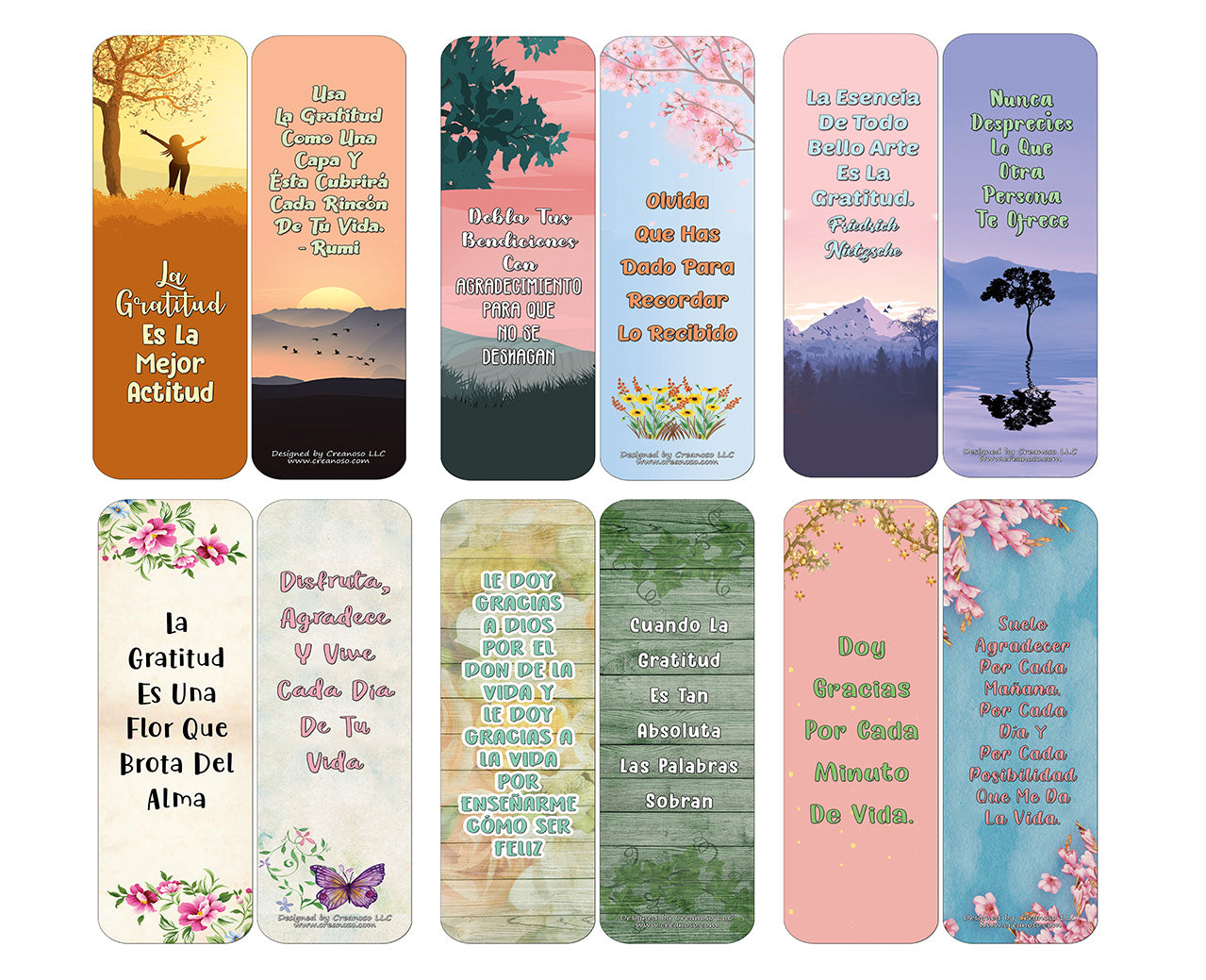 Creanoso Spanish Bookmark Cards - Gratitud (30-Pack) - Classroom Reward Incentives for Students and Children - Stocking Stuffers Party Favors & Giveaways for Teens & Adults
