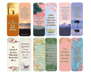 Creanoso Spanish Bookmark Cards - Gratitud (60-Pack) - Premium Quality Gift Ideas for Children, Teens, & Adults for All Occasions - Stocking Stuffers Party Favor & Giveaways