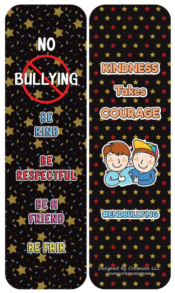 Creanoso Anti-Bullying Bookmarks Cards Series 2 (60-Pack) - Premium Quality Gift Ideas for Children, Teens, & Adults for All Occasions - Stocking Stuffers Party Favor & Giveaways