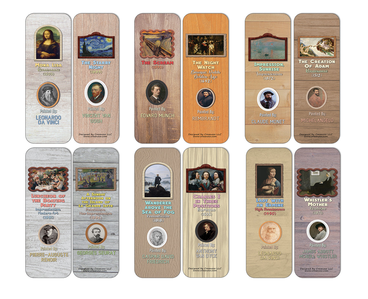 Famous Paintings and their Artists Bookmarks (30-Packs)