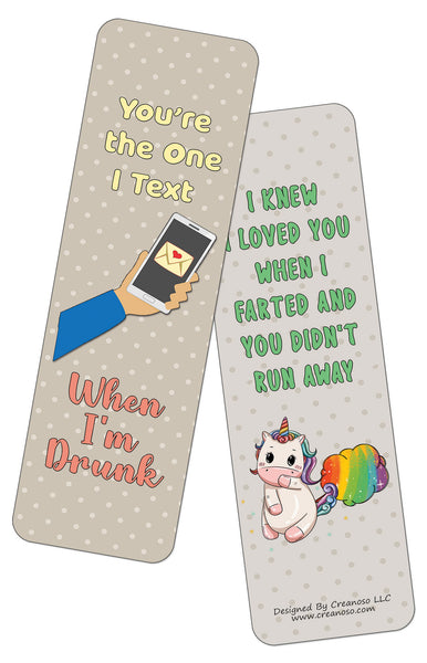 Creanoso Funny Love Confessions Bookmarks (60-Pack) - Premium Quality Gift Ideas for Children, Teens, & Adults for All Occasions - Stocking Stuffers Party Favor & Giveaways