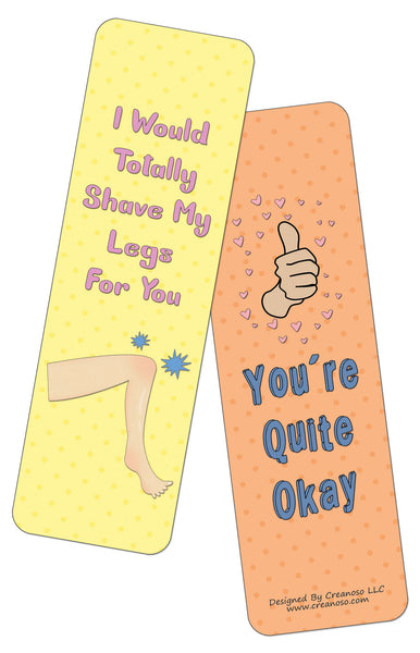 Creanoso Funny Love Confessions Bookmarks (60-Pack) - Premium Quality Gift Ideas for Children, Teens, & Adults for All Occasions - Stocking Stuffers Party Favor & Giveaways
