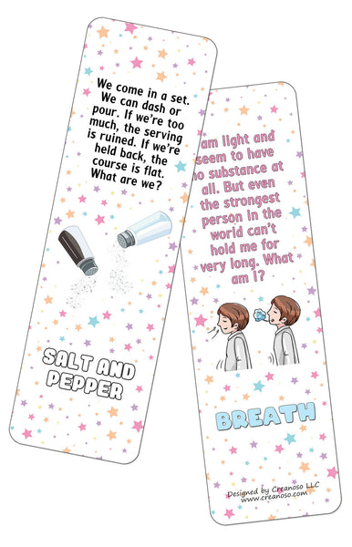 Creanoso Fun Riddle Bookmarks for Kids Series2 (30-Pack) - Classroom Reward Incentives for Students and Children - Stocking Stuffers Party Favors & Giveaways for Teens & Adults