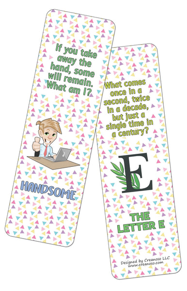 Creanoso Fun Riddle Bookmarks for Kids Series2 (60-Pack) - Premium Quality Gift Ideas for Children, Teens, & Adults for All Occasions - Stocking Stuffers Party Favor & Giveaways