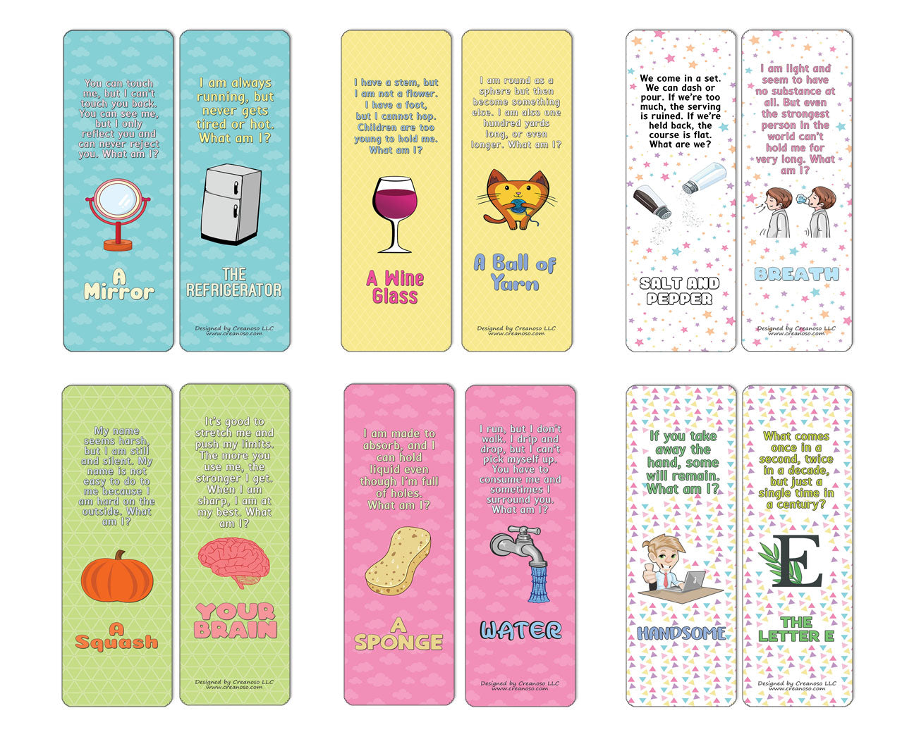 Creanoso Fun Riddle Bookmarks for Kids Series2 (30-Pack) - Classroom Reward Incentives for Students and Children - Stocking Stuffers Party Favors & Giveaways for Teens & Adults