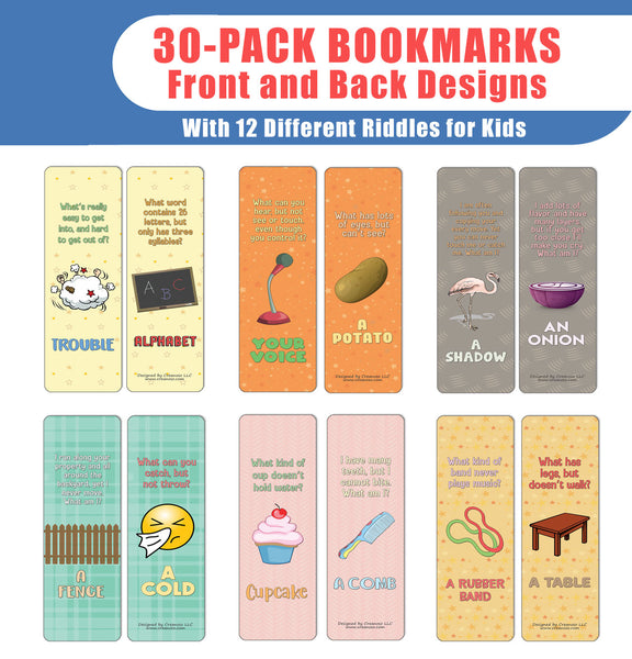 Creanoso Fun Riddle Bookmarks for Kids Series3 (30-Pack) - Classroom Reward Incentives for Students and Children - Stocking Stuffers Party Favors & Giveaways for Teens & Adults