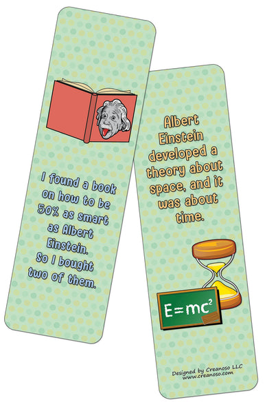 Creanoso Funny Albert Einstein Jokes (60-Pack) - Premium Quality Gift Ideas for Children, Teens, & Adults for All Occasions - Stocking Stuffers Party Favor & Giveaways
