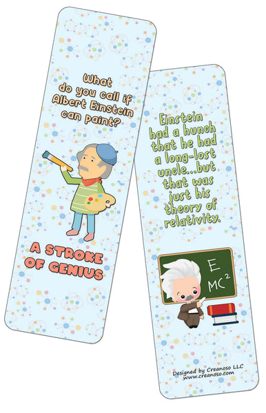 Creanoso Funny Albert Einstein Jokes (12-Pack) - Stocking Stuffers Premium Quality Gift Ideas for Children, Teens, & Adults - Corporate Giveaways & Party Favors
