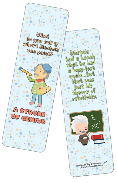 Creanoso Funny Albert Einstein Jokes (30-Pack) - Reward Incentives for Students and Children - Stocking Stuffers Party Favors & Giveaways for Teens & Adults