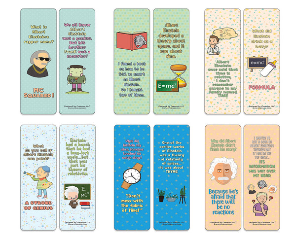 Creanoso Funny Albert Einstein Jokes (12-Pack) - Stocking Stuffers Premium Quality Gift Ideas for Children, Teens, & Adults - Corporate Giveaways & Party Favors