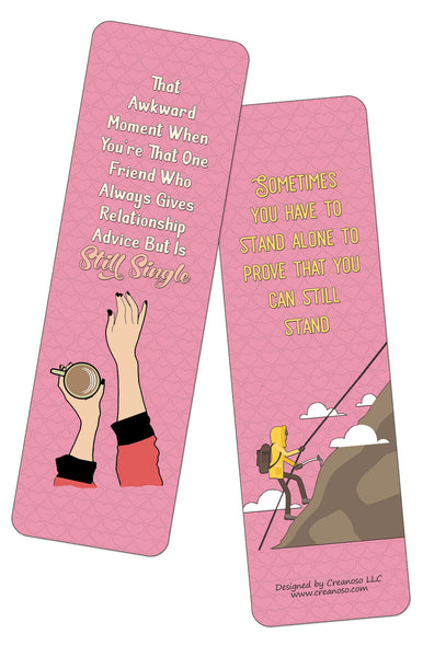 Creanoso Funny Single Bookmarks (12-Pack) - Stocking Stuffers Premium Quality Gift Ideas for Children, Teens, & Adults - Corporate Giveaways & Party Favors