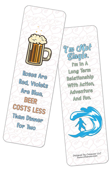 Creanoso Funny Single Bookmarks (12-Pack) - Stocking Stuffers Premium Quality Gift Ideas for Children, Teens, & Adults - Corporate Giveaways & Party Favors
