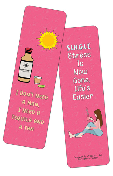 Creanoso Funny Single Bookmarks (12-Pack) - Stocking Stuffers Premium Quality Gift Ideas for Children, Teens, & Adults - Corporate Giveaways & Party Favors