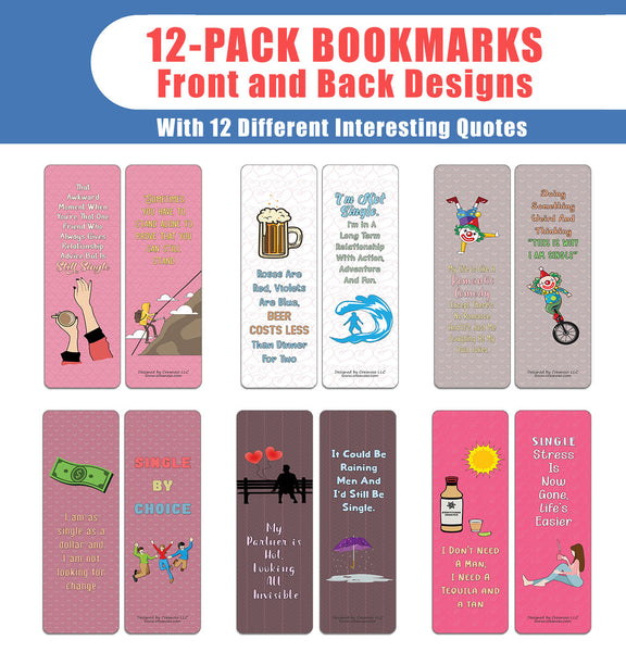 Creanoso Funny Single Bookmarks (12-Pack) - Stocking Stuffers Premium Quality Gift Ideas for Children, Teens, & Adults - Corporate Giveaways & Party Favors