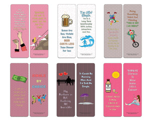 Creanoso Funny Single Bookmarks (12-Pack) - Stocking Stuffers Premium Quality Gift Ideas for Children, Teens, & Adults - Corporate Giveaways & Party Favors