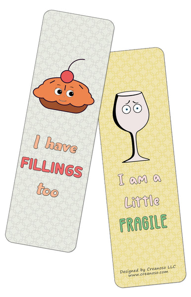 Creanoso Funny Emotion Puns Bookmarks (60-Pack) - Premium Quality Gift Ideas for Children, Teens, & Adults for All Occasions - Stocking Stuffers Party Favor & Giveaways