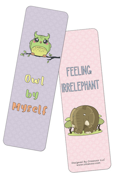 Creanoso Funny Emotion Puns Bookmarks (60-Pack) - Premium Quality Gift Ideas for Children, Teens, & Adults for All Occasions - Stocking Stuffers Party Favor & Giveaways