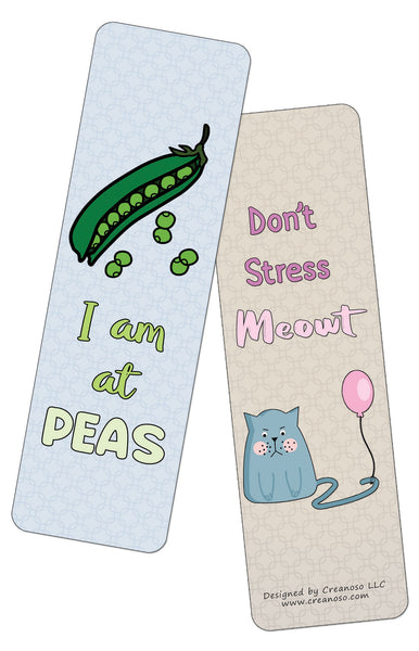 Creanoso Funny Emotion Puns Bookmarks (60-Pack) - Premium Quality Gift Ideas for Children, Teens, & Adults for All Occasions - Stocking Stuffers Party Favor & Giveaways