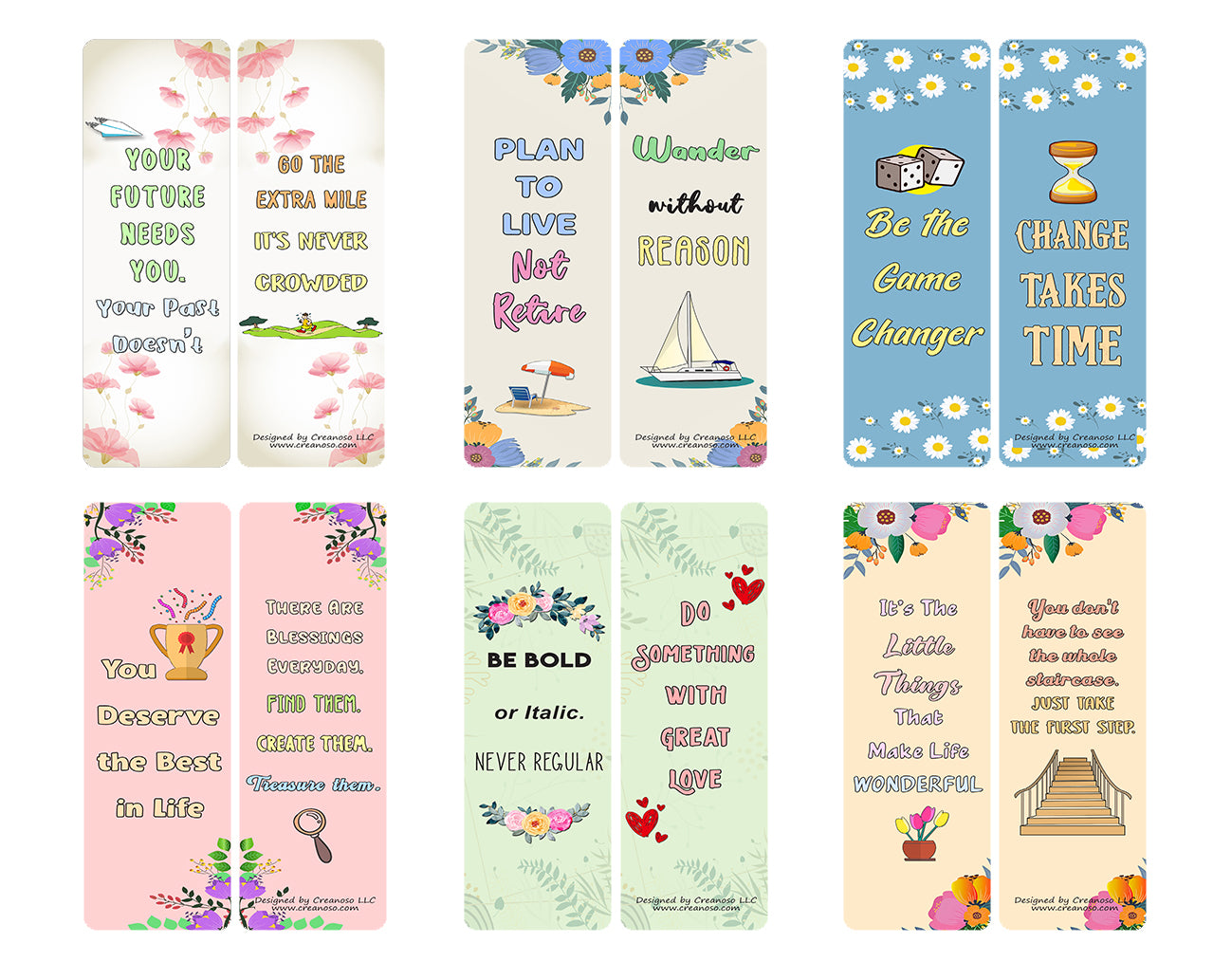 Floral Motivating Bookmarks Series 3 (12-Pack)