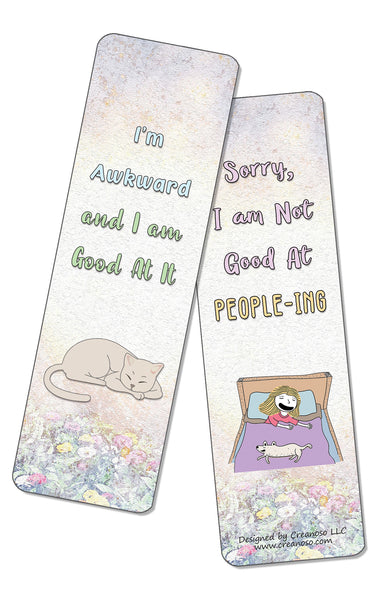 Funny Socially Awkward Bookmarks (5-Sets X 6 Cards)