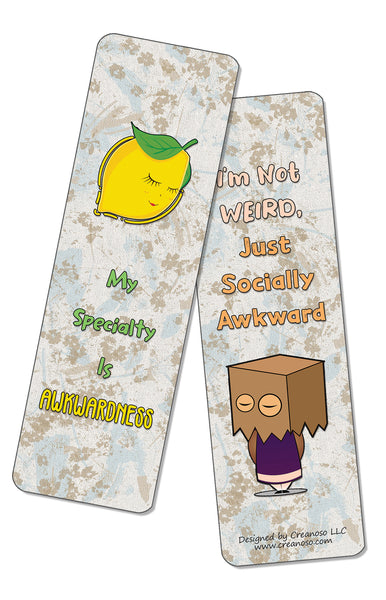 Funny Socially Awkward Bookmarks (5-Sets X 6 Cards)