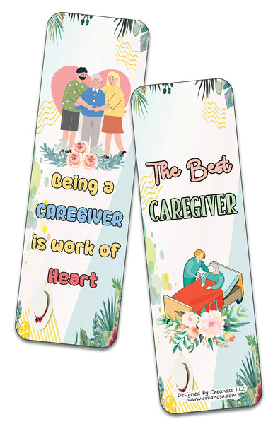 Creanoso I am a Caregiver Bookmarks (2-Sets X 6 Cards) â€“ Daily Inspirational Card Set â€“ Interesting Book Page Clippers â€“ Great Gifts for Adults and Professionals