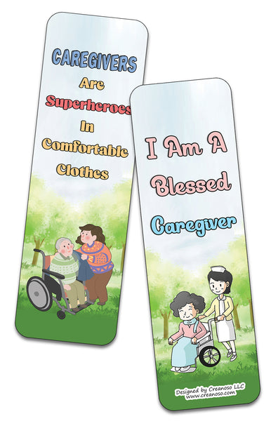 Creanoso I am a Caregiver Bookmarks (5-Sets X 6 Cards) â€“ Daily Inspirational Card Set â€“ Interesting Book Page Clippers â€“ Great Gifts for Adults and Professionals
