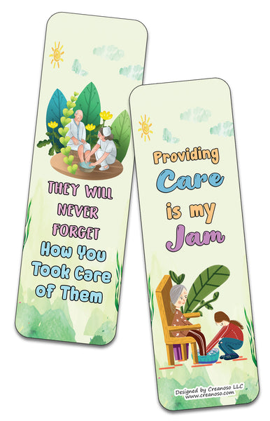Creanoso I am a Caregiver Bookmarks (2-Sets X 6 Cards) â€“ Daily Inspirational Card Set â€“ Interesting Book Page Clippers â€“ Great Gifts for Adults and Professionals