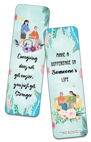 Creanoso I am a Caregiver Bookmarks (10-Sets X 6 Cards) â€“ Daily Inspirational Card Set â€“ Interesting Book Page Clippers â€“ Great Gifts for Adults and Professionals