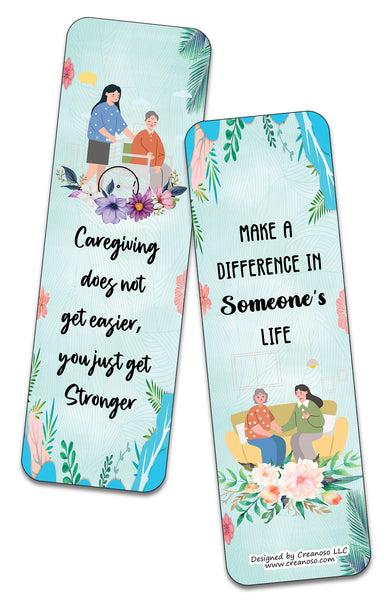 Creanoso I am a Caregiver Bookmarks (5-Sets X 6 Cards) â€“ Daily Inspirational Card Set â€“ Interesting Book Page Clippers â€“ Great Gifts for Adults and Professionals