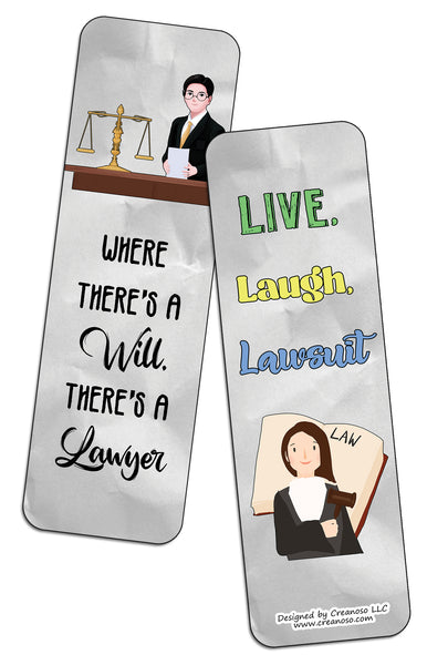 Creanoso Funny Lawyers Bookmarks (2-Sets X 6 Cards) â€“ Daily Inspirational Card Set â€“ Interesting Book Page Clippers â€“ Great Gifts for Adults and Professionals