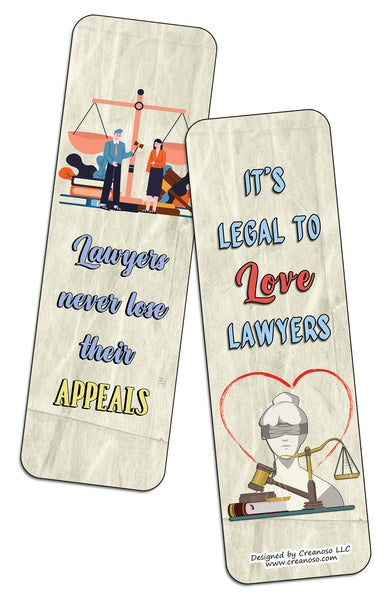 Creanoso Funny Lawyers Bookmarks (2-Sets X 6 Cards) â€“ Daily Inspirational Card Set â€“ Interesting Book Page Clippers â€“ Great Gifts for Adults and Professionals