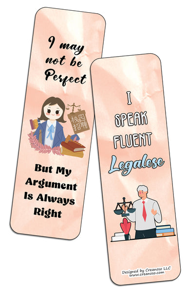 Creanoso Funny Lawyers Bookmarks (2-Sets X 6 Cards) â€“ Daily Inspirational Card Set â€“ Interesting Book Page Clippers â€“ Great Gifts for Adults and Professionals