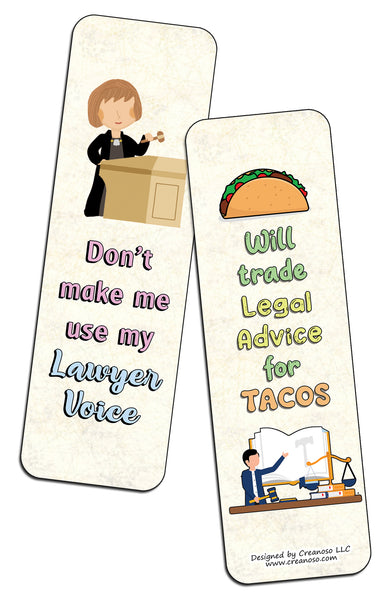 Creanoso Funny Lawyers Bookmarks (2-Sets X 6 Cards) â€“ Daily Inspirational Card Set â€“ Interesting Book Page Clippers â€“ Great Gifts for Adults and Professionals