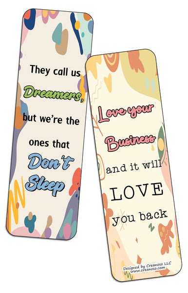 Creanoso Small Business Hustle Bookmarks (5-Sets X 6 Cards) â€“ Daily Inspirational Card Set â€“ Interesting Book Page Clippers â€“ Great Gifts for Adults and Professionals