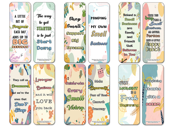 Creanoso Small Business Hustle Bookmarks (2-Sets X 6 Cards) â€“ Daily Inspirational Card Set â€“ Interesting Book Page Clippers â€“ Great Gifts for Adults and Professionals