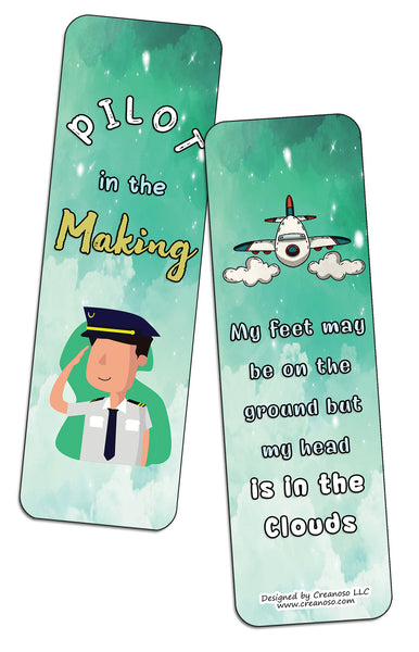 Creanoso Future Pilot Bookmarks (2-Sets X 6 Cards) â€“ Daily Inspirational Card Set â€“ Interesting Book Page Clippers â€“ Great Gifts for Adults and Professionals